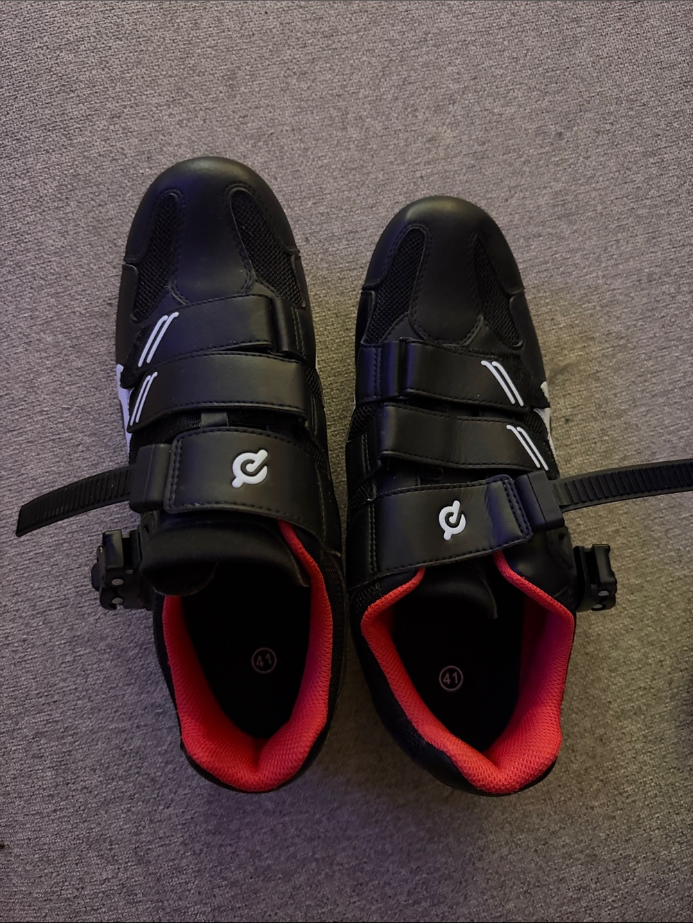 Peloton Black Cycling Shoes with Red Lining